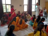 Dharmapracharaka Dr. Chaitanya Gulvady, Sanchalaka-s, and Sadhaka-s interact with with local Saraswats, College faculty, and students of Vivekanand Group of Colleges, Mathura Pass, Aligarh (19 March 2025)